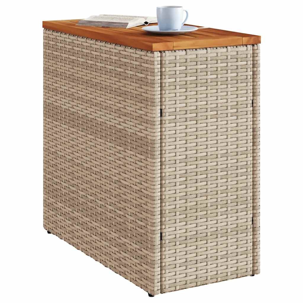 Garten-Beistelltisch mit Glasplatte Schwarz 58x27,5x55cm Rattan