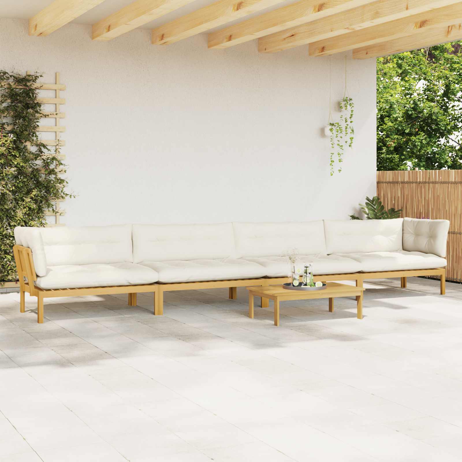 3-tlg. Garten-Sofagarnitur aus Paletten Massivholz Akazie