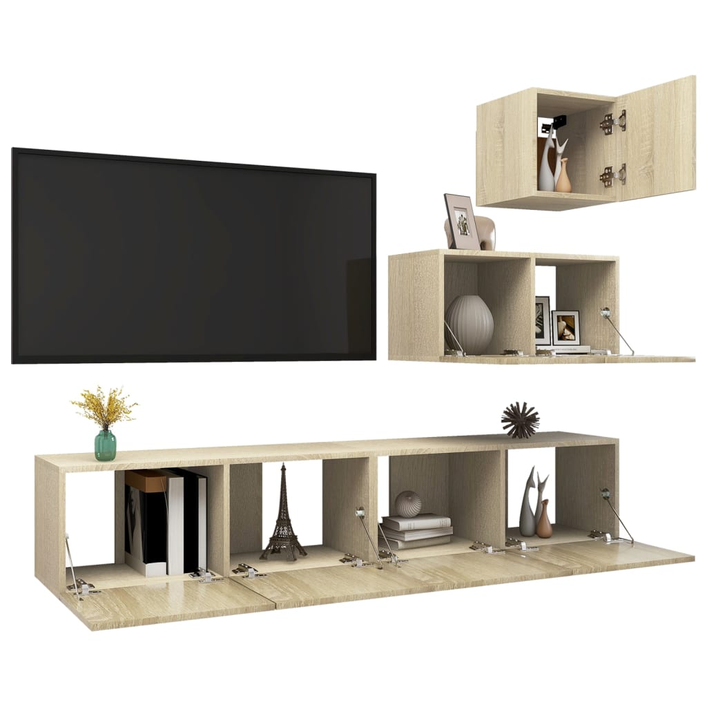 4-tlg. TV-Schrank-Set Weiß Holzwerkstoff