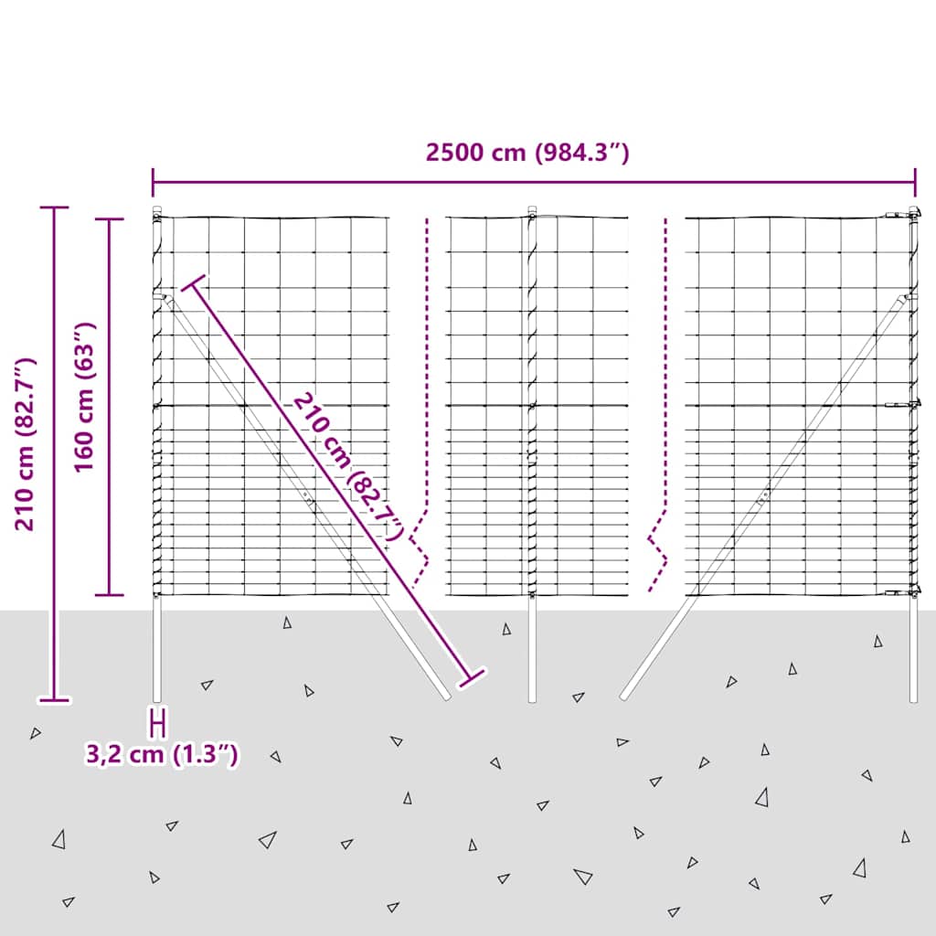 Ground Fix Geschweißter Drahtzaun 25 x 0,8 m Silber Netz