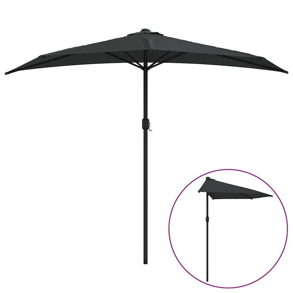 Balkon-Sonnenschirm Alu-Mast Bordeauxrot 270x144x222cm Halbrund