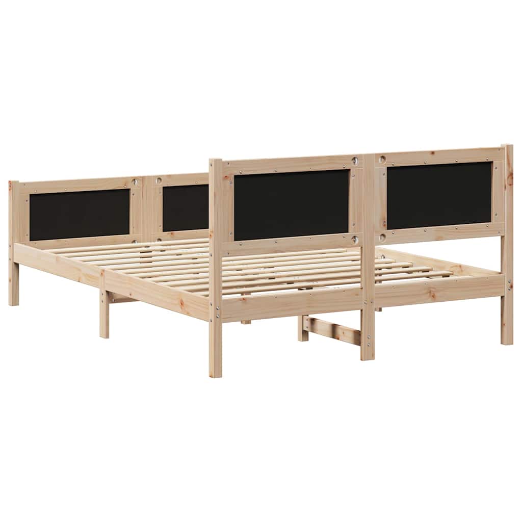 Bettgestell Braun und hellgrau 200 x 200 cm Massivholz Kiefer