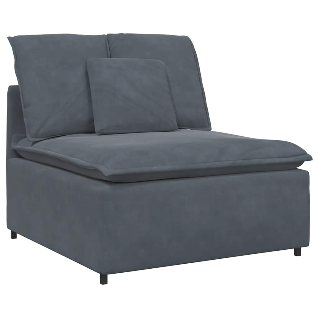 Modulares Sofa mit Fußhocker Kissen Samt Blau