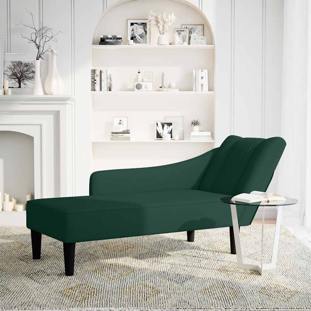 Chaiselongue mit Rechter Armlehne Blau Samt