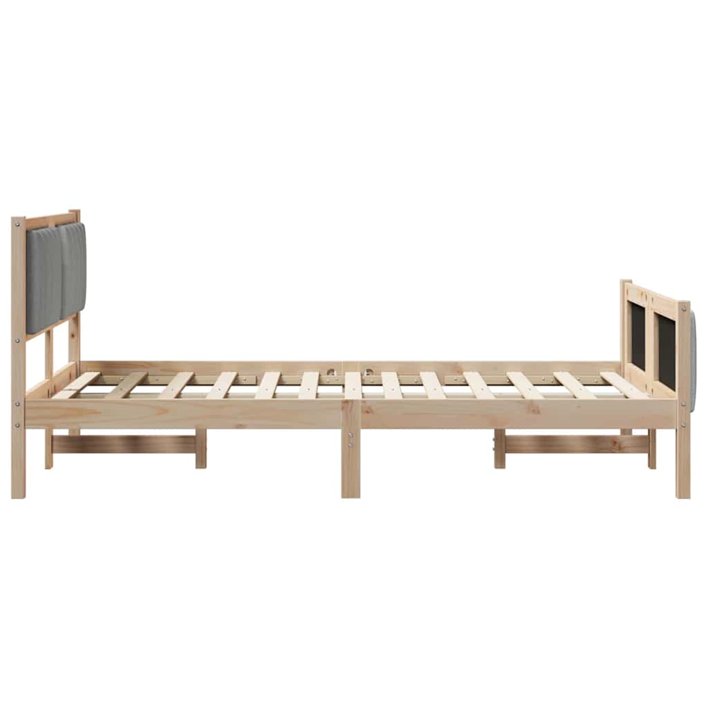 Bettgestell Braun und hellgrau 200 x 200 cm Massivholz Kiefer