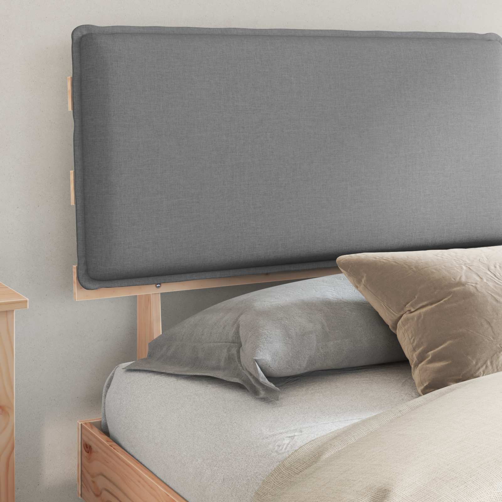 Bettgestell mit gepolstertem Kopfteil Hellgrau 200 x 200 cm