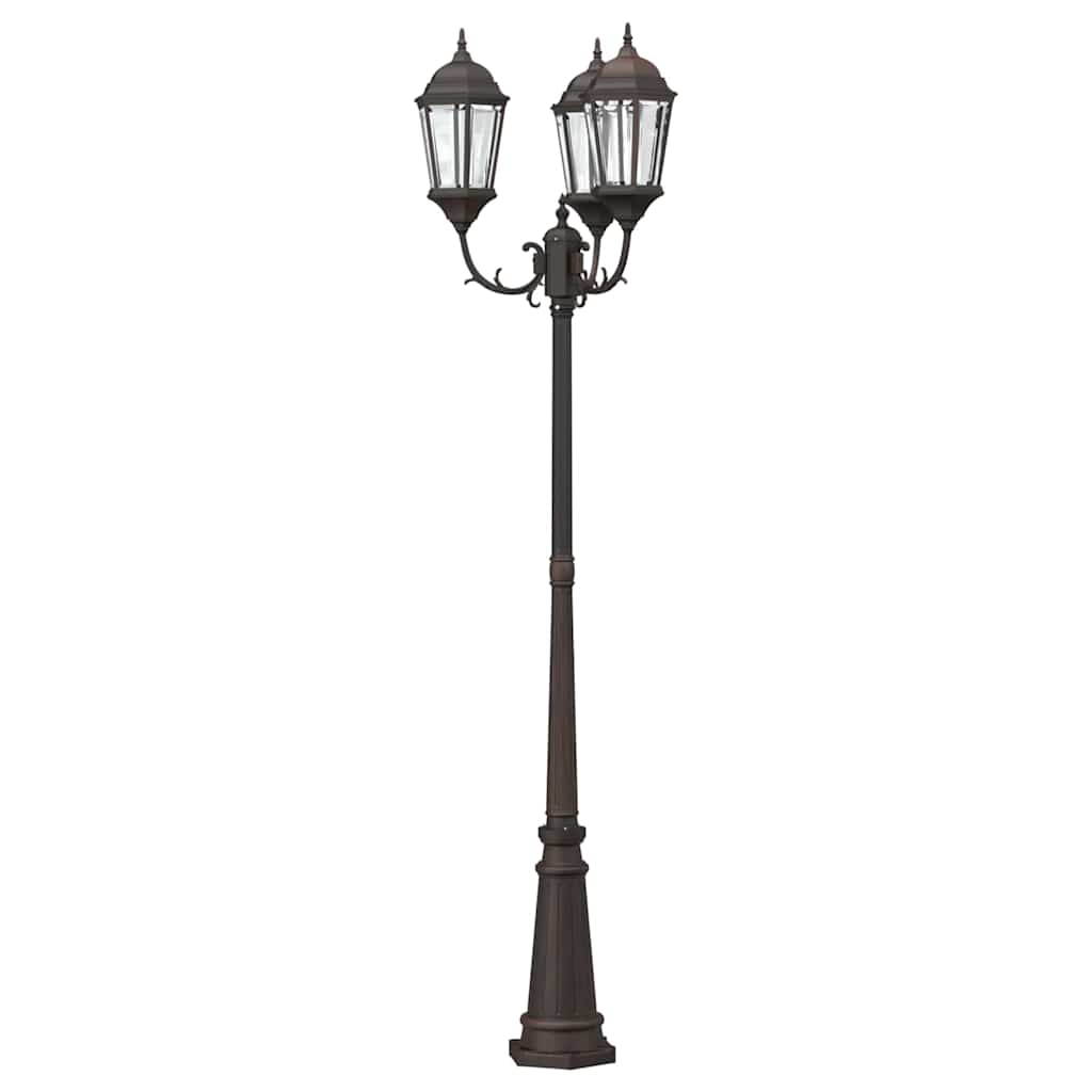 Gartenlaterne 3-flammig 230 cm Dunkelgrün/Schwarz Aluminium