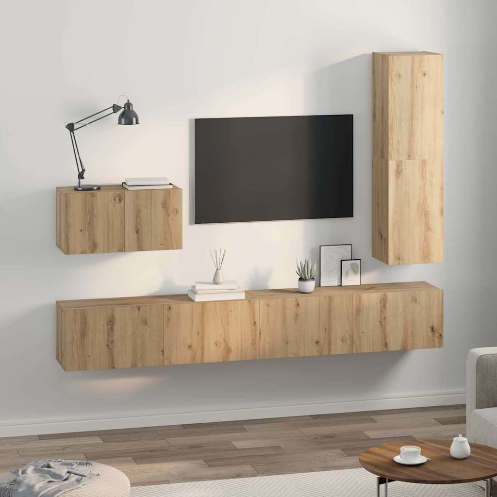 4-tlg. TV-Schrank-Set Weiß Holzwerkstoff