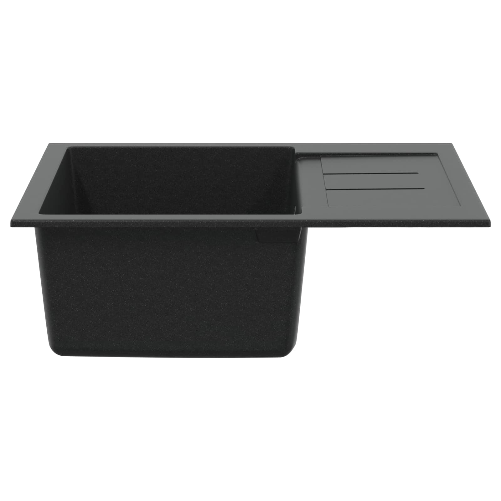 Granitspüle Einzelbecken Schwarz