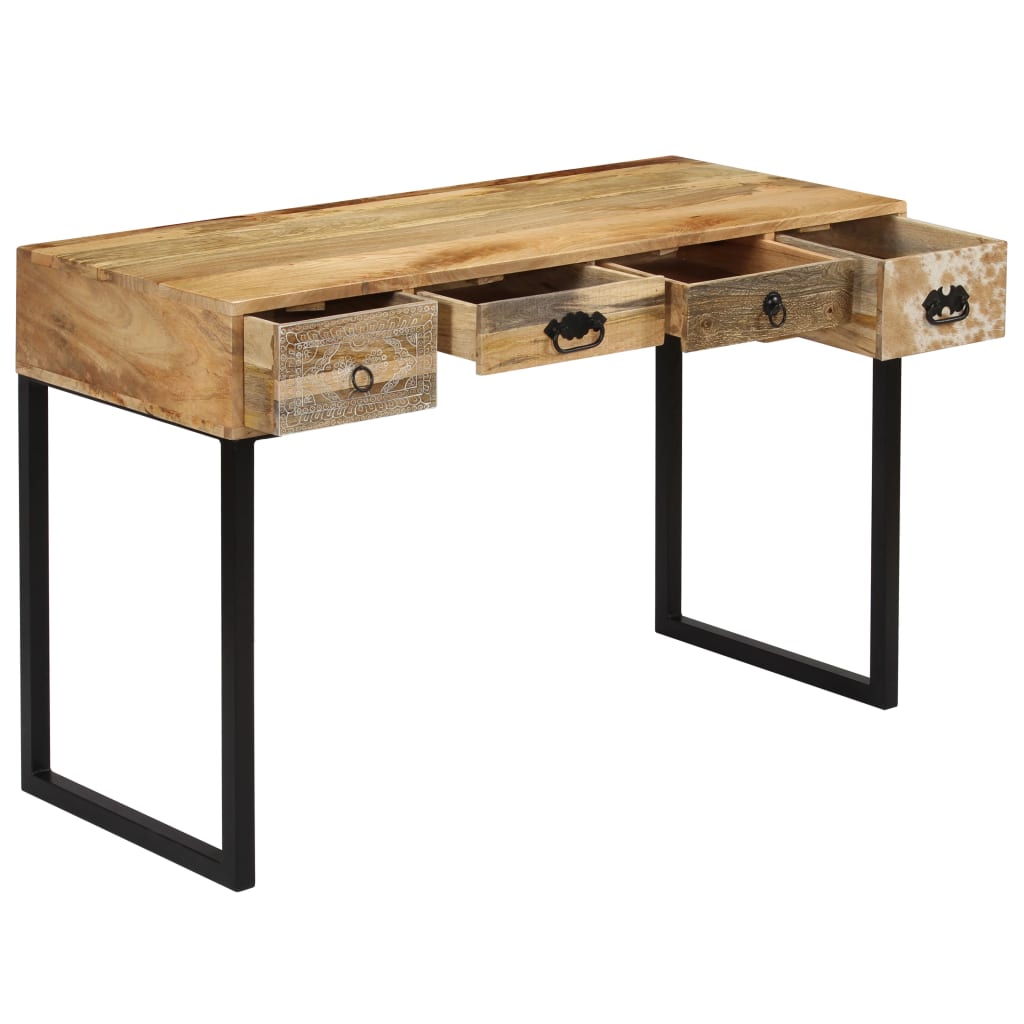 Schreibtisch Massivholz Akazie und Echtleder 117x50x76 cm