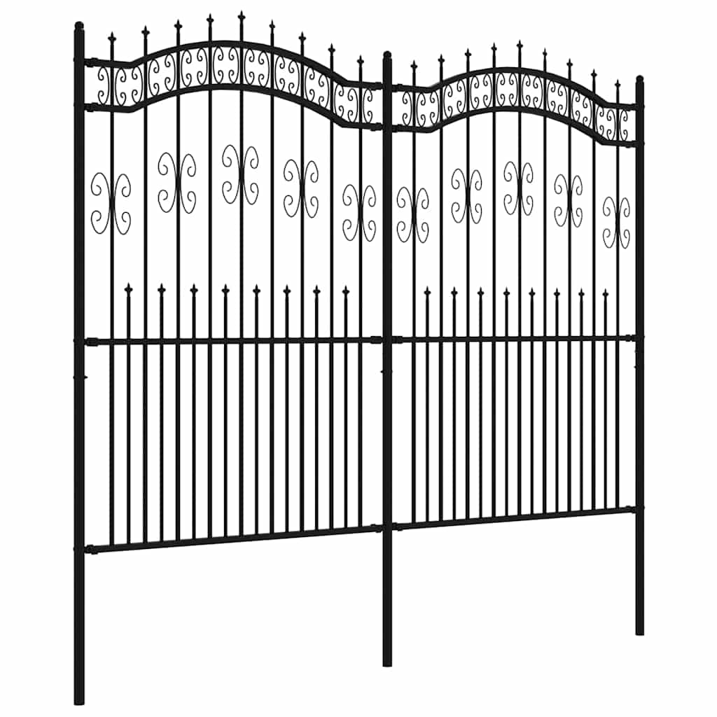 Gartenzaun KAMPEN mit Speerspitze Schwarz 240 x 75 cm Stahl