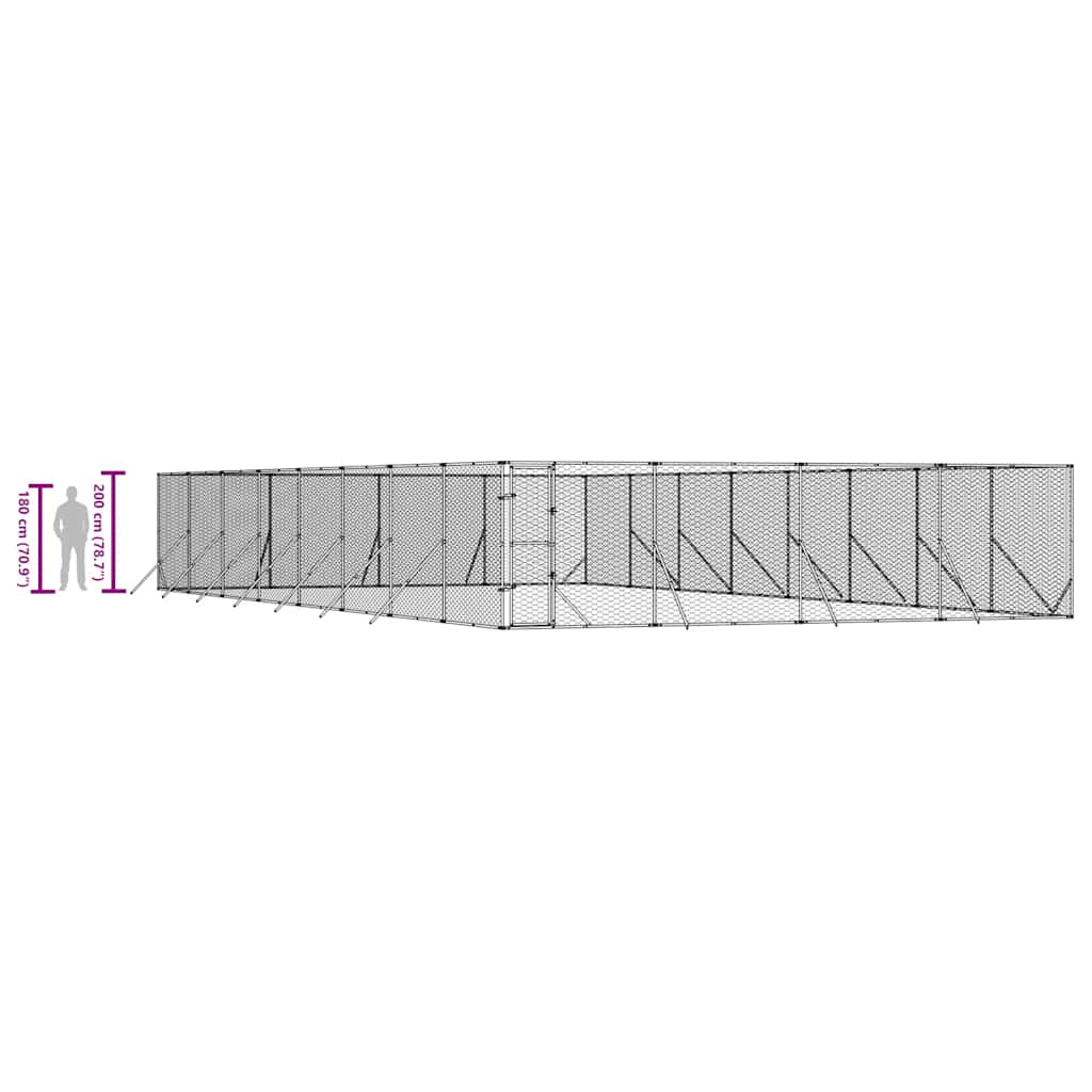 Outdoor-Hundezwinger Silbern 2x2x2 m Verzinkter Stahl