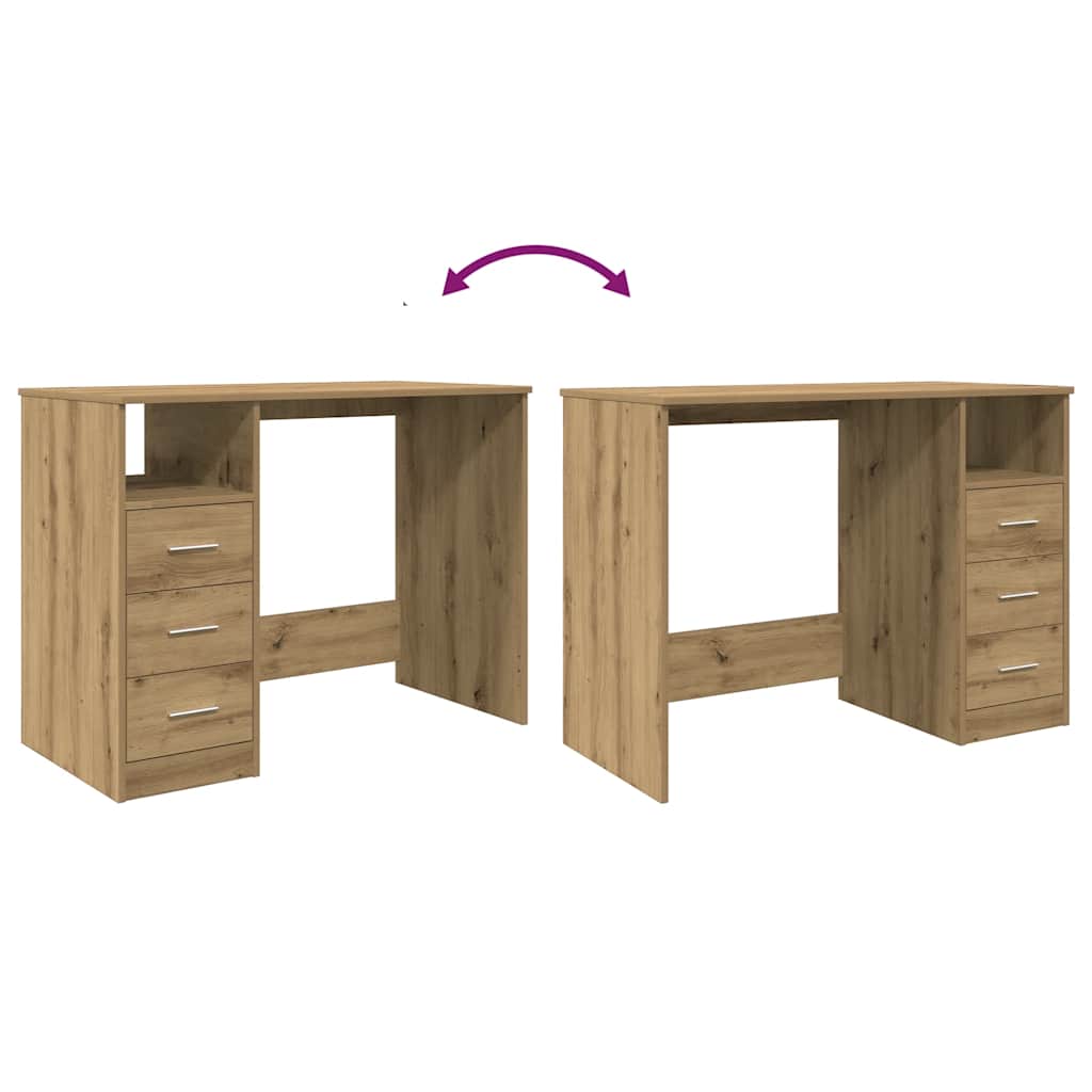 Schreibtisch mit Schubladen Weiß 102x50x76 cm Holzwerkstoff