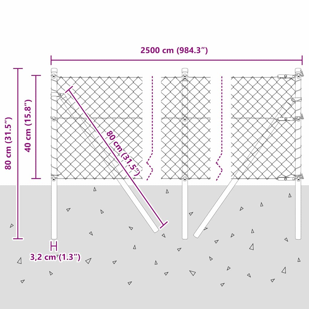 Outdoor Kettenglied-Zaun Erdfixierung 10 x 0,4 m Grün Netz