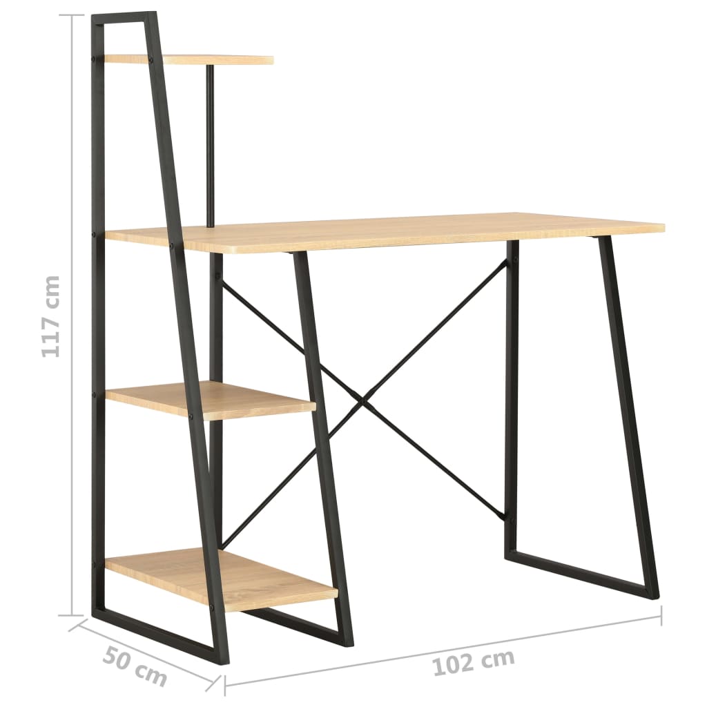 Schreibtisch mit Regaleinheit Weiß 102×50×117 cm