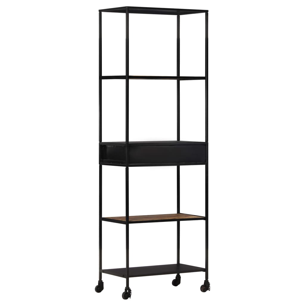 Bücherregal 80x35x180 cm Raues Mangoholz & Eisen