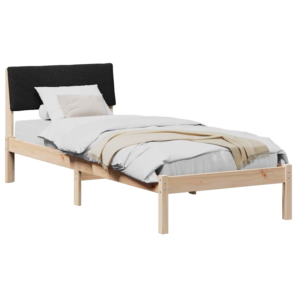 Bettgestell Braun und hellgrau 200 x 200 cm Massivholz Kiefer