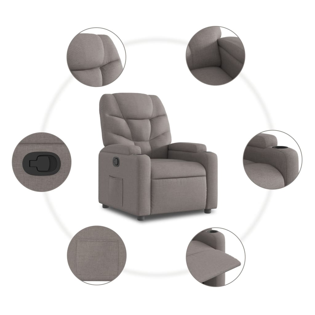 Relaxsessel Elektrisch Dunkelgrau Stoff