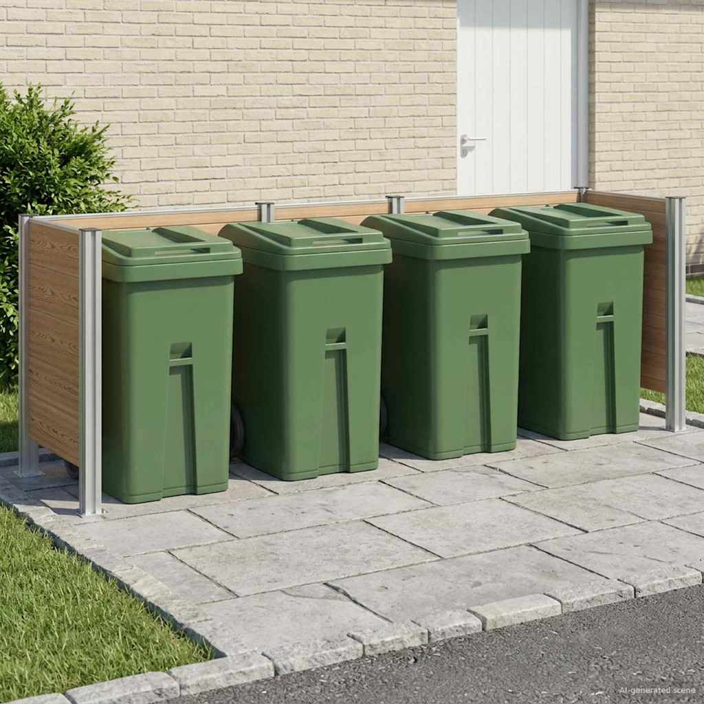 Mülltonnenzaun Braun 161 x 85 x 115 cm Aluminium und WPC