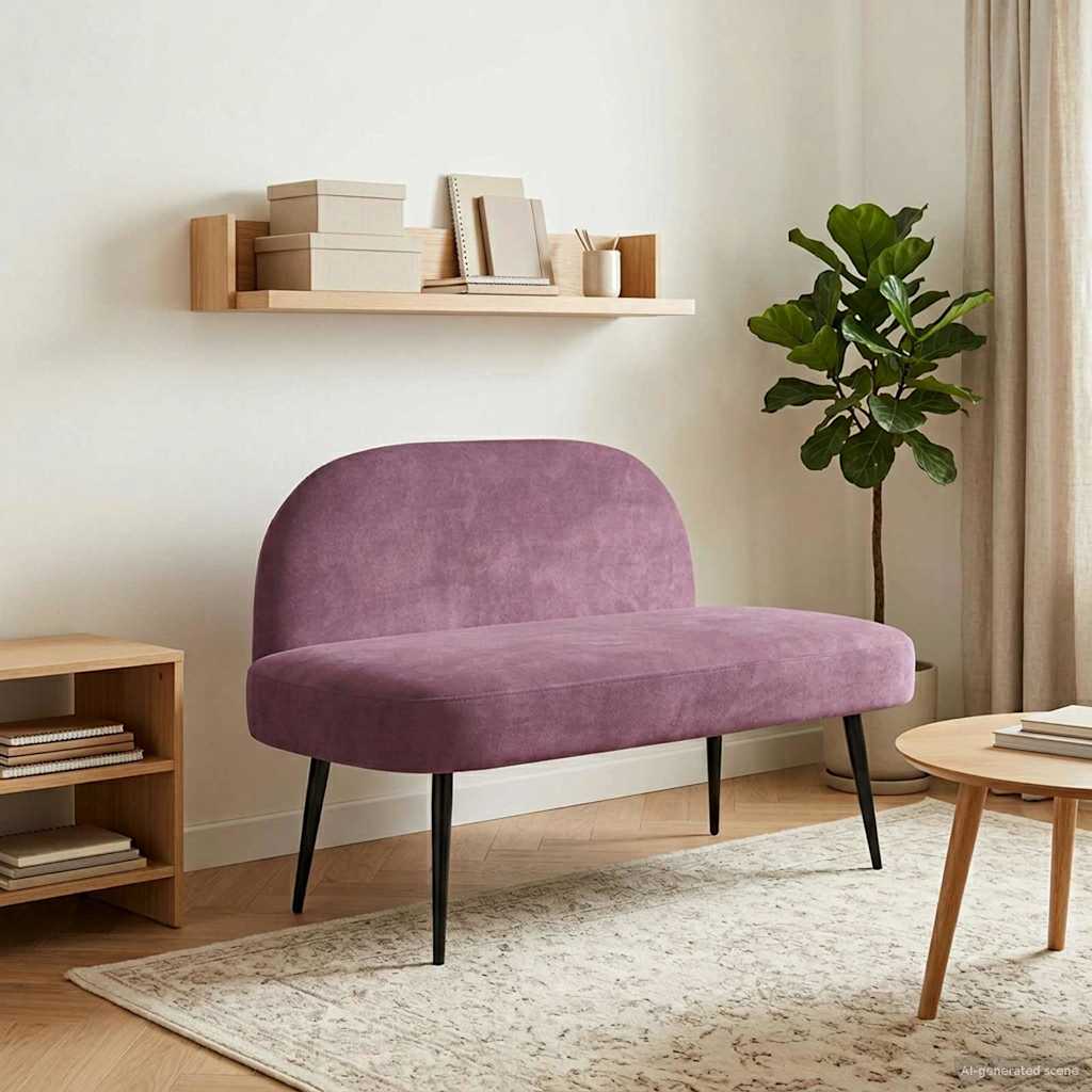 Gepolsterte Bank mit Rückenlehne Hellgrau 110 x 60 x 76 cm Samt
