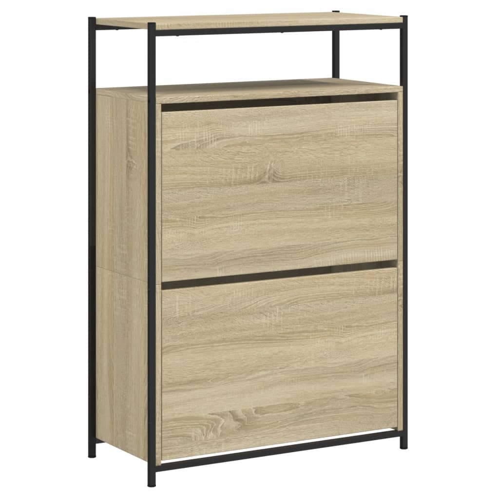 Schuhschrank mit 4 Klappen Sonoma-Eiche 100x34x112 cm