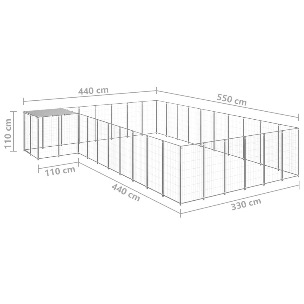 Hundezwinger Schwarz 7,26 m² Stahl