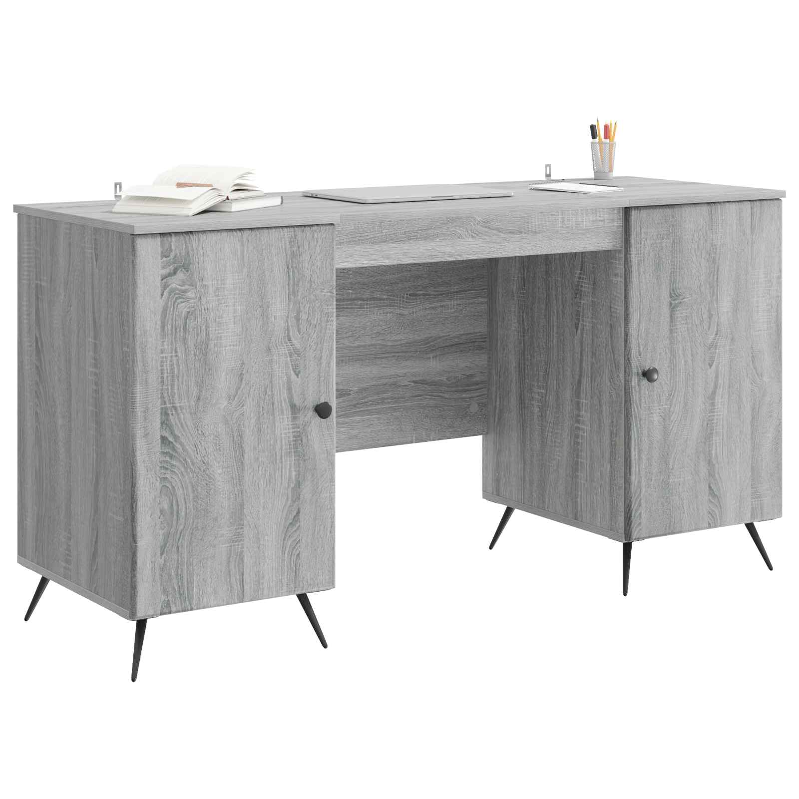 Schreibtisch mit Regal Schwarz 142,5 x 50 x 75 cm Holzwerkstoff