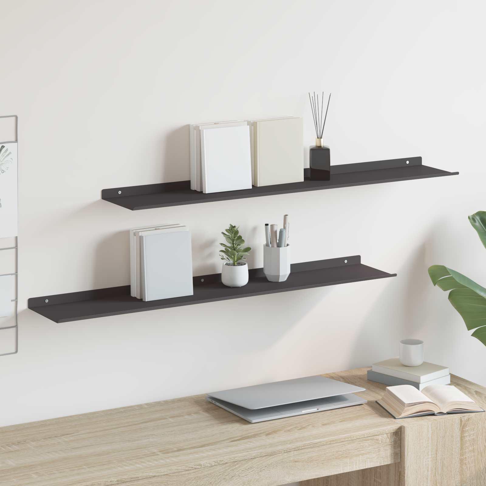 Schwebendes Regal 3 pcs Schwarz 40 x 9 x 2,5 cm Stahl