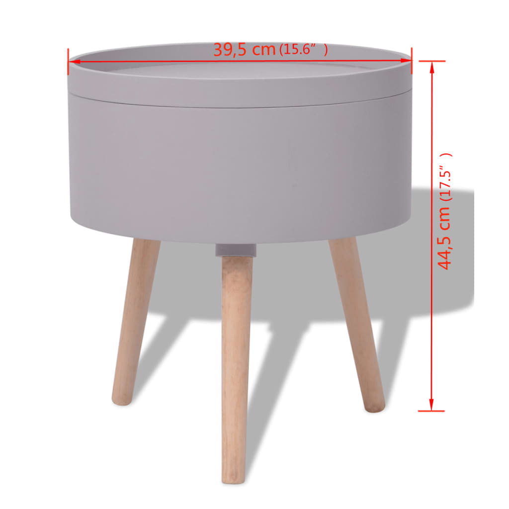 Beistelltisch mit Serviertablett rund 39,5x44,5 cm weiß