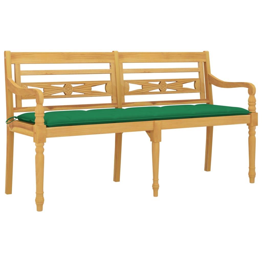 Batavia-Bank mit Anthrazit Kissen 150 cm Massivholz Teak