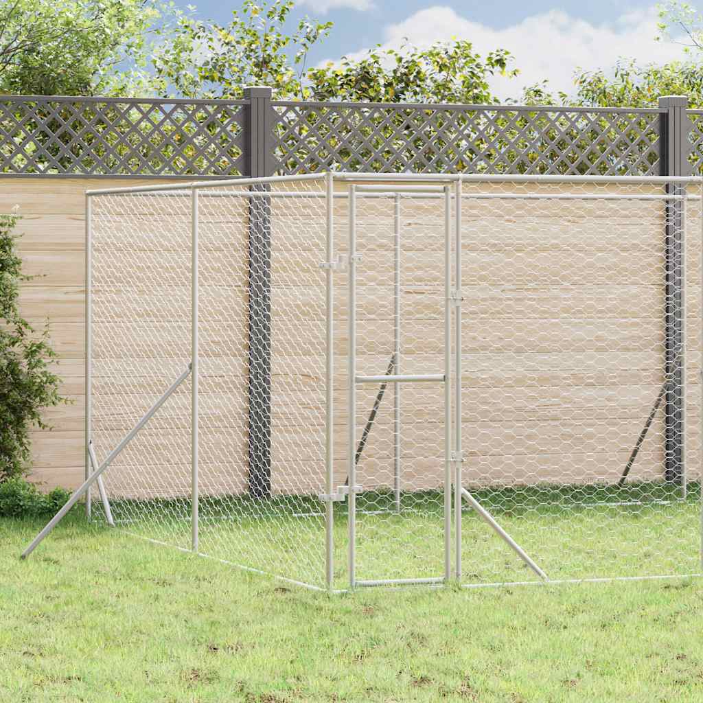 Outdoor-Hundezwinger Silbern 2x2x2 m Verzinkter Stahl