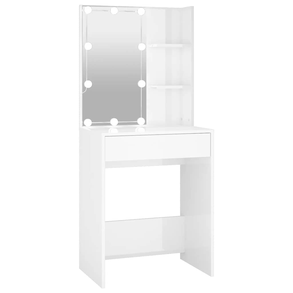 Schminktisch mit LED Weiß 60x40x140 cm