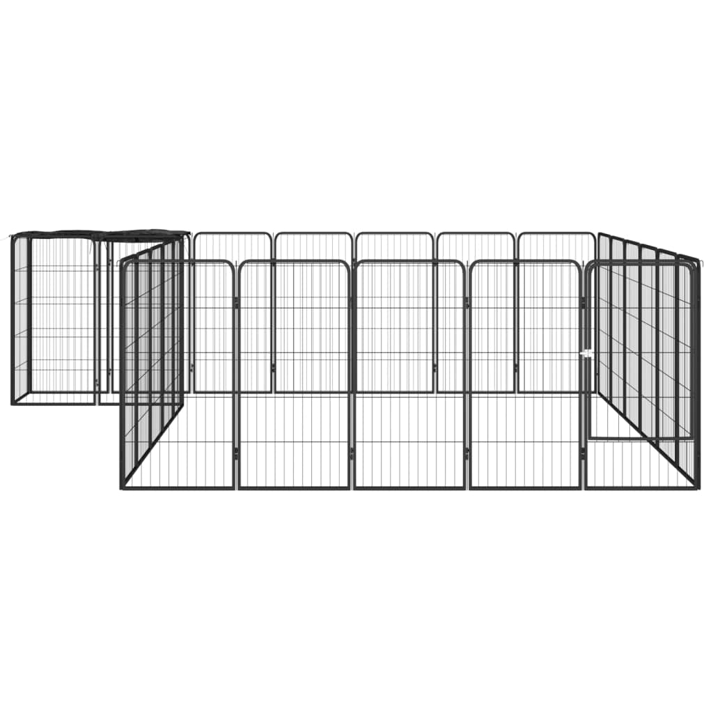 6-tlg. Hundelaufstall Schwarz 50x100cm Stahl Pulverbeschichtung