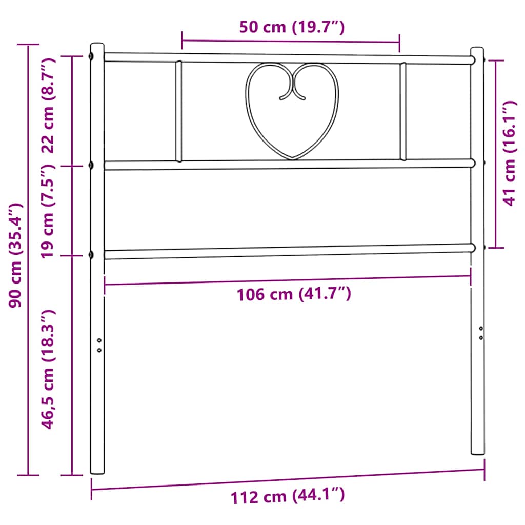 Ersatz-Kopfteil Metall Schwarz 135 cm