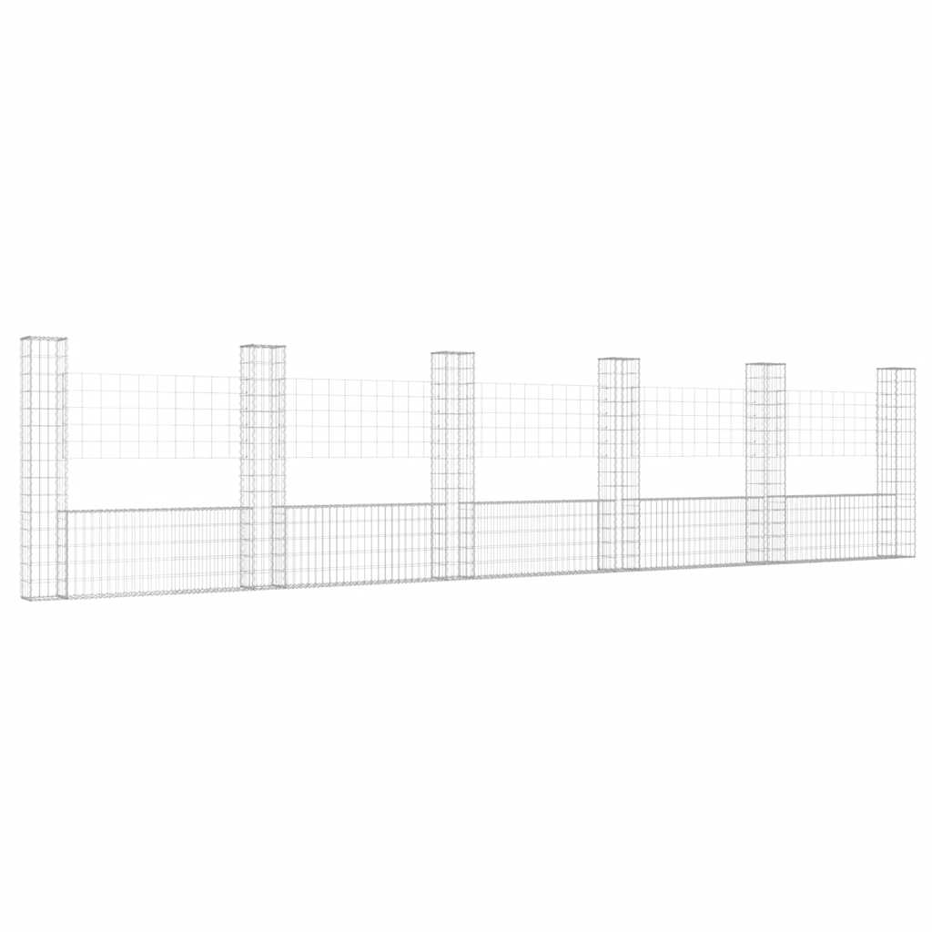 Gabionenkorb U-Form mit 2 Säulen Eisen 140x20x150 cm