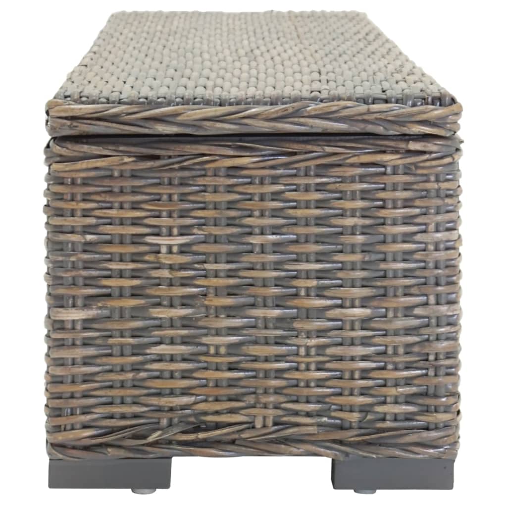 Truhe Weiß 110 cm Natur Kubu Rattan & Massivholz Mahagoni