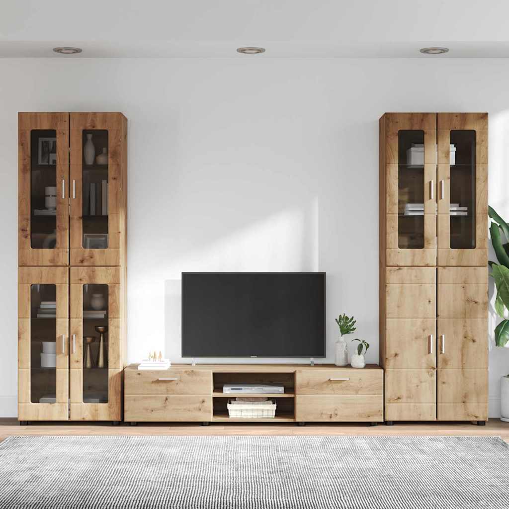 Highboard mit Regal FLORIN Weiß 60 x 35 x 182 cm Holzwerkstoff