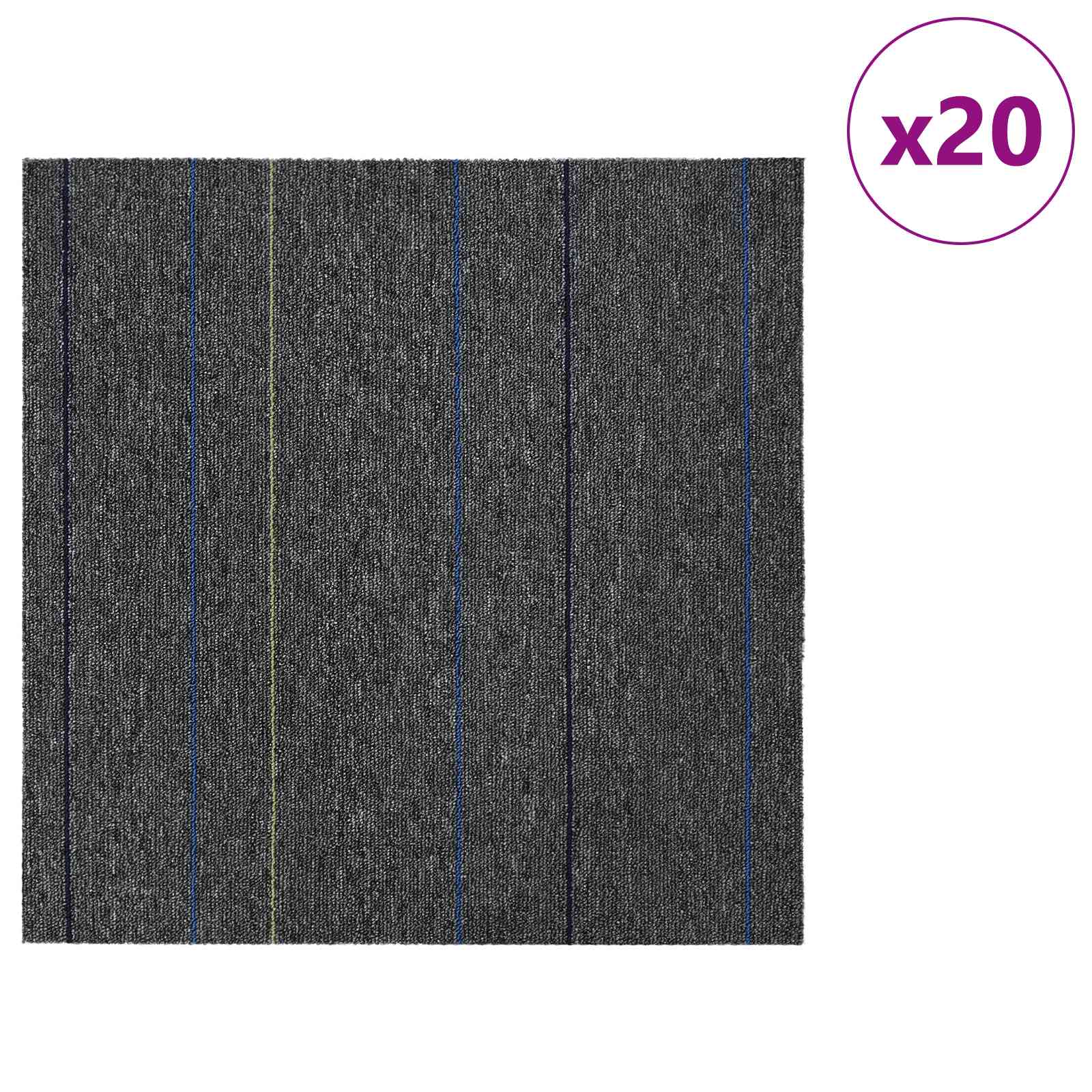 Teppichfliese Hellgrau mit Streifen 50 x 50 cm 4 pcs