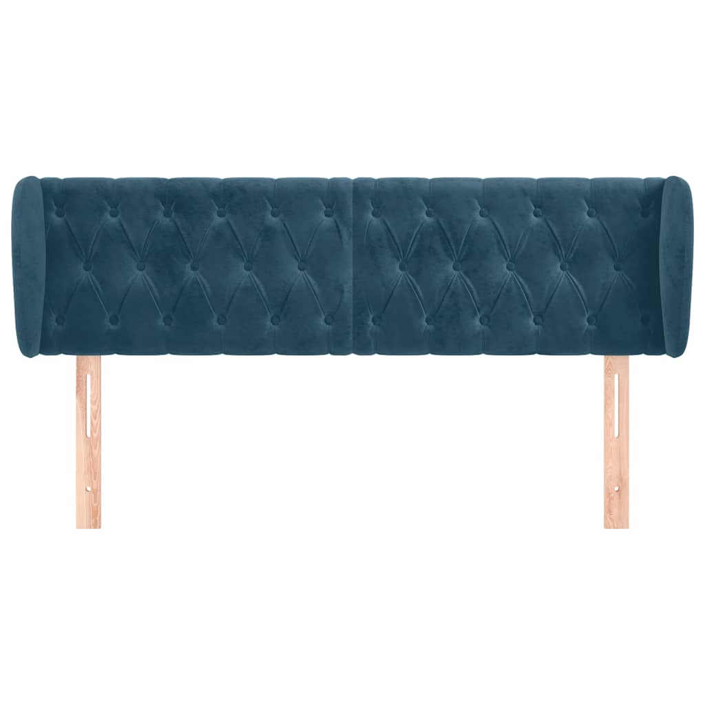 Kopfteil mit Ohren Dunkelblau 93x23x78/88 cm Samt