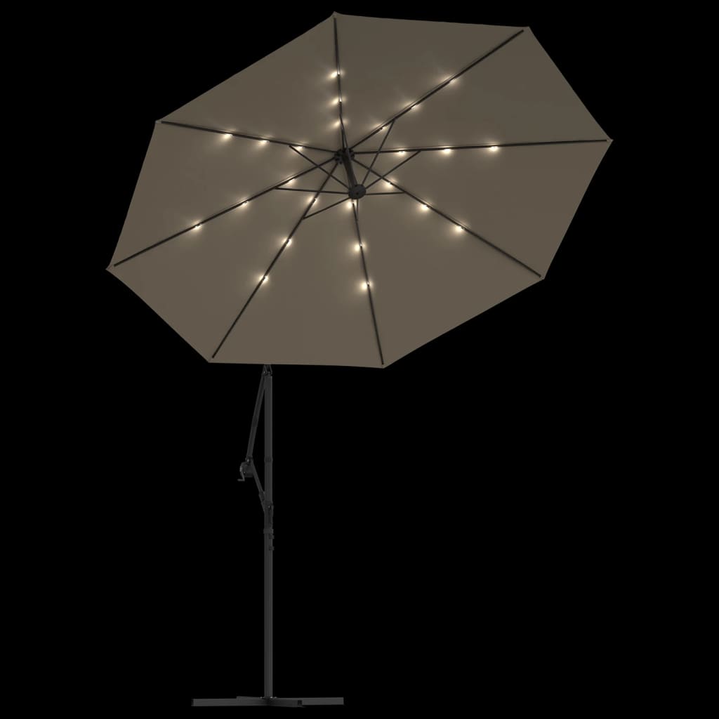 Ampelschirm mit LED-Beleuchtung und Stahl-Mast Weinrot