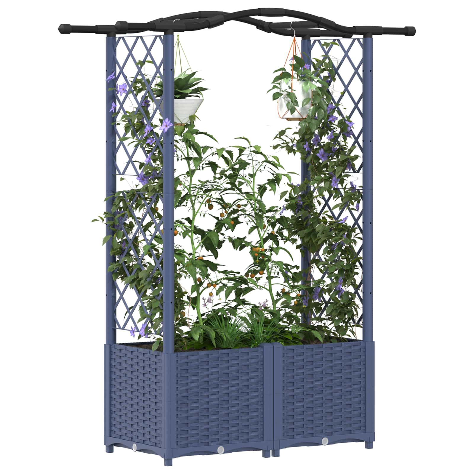 Hochbeet mit Rankgitter und Dach Braun 124 x 40 x 123 cm PP