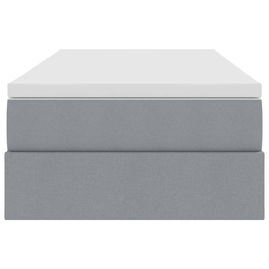 Aufbewahrungsbett mit Matratze Hellgrau 90 x 190 cm Polyester