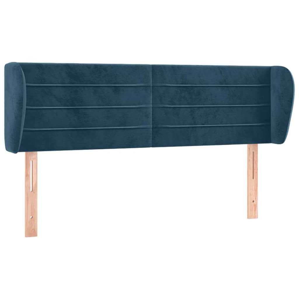 Kopfteil mit Ohren Dunkelblau 203x23x118/128 cm Samt
