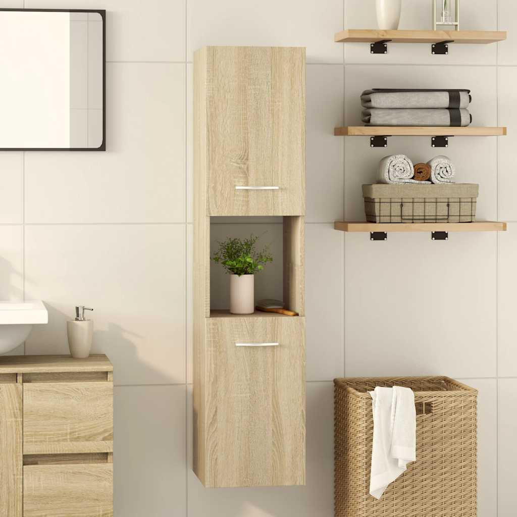 Badezimmerschrank Weiß 30x30x130 cm Holzwerkstoff