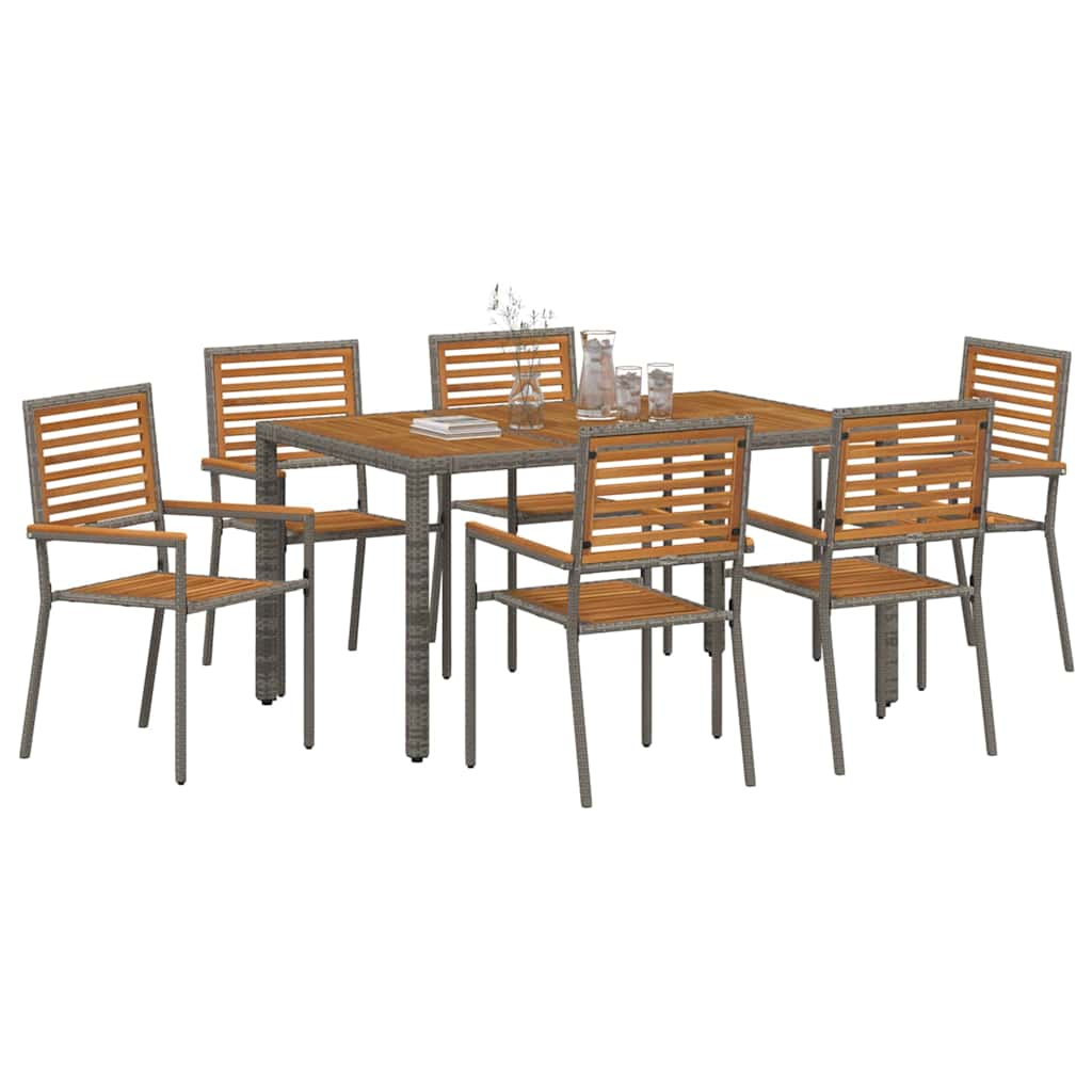Garten Essgruppe 3 pcs Schwarz und Braun Poly-Rattan
