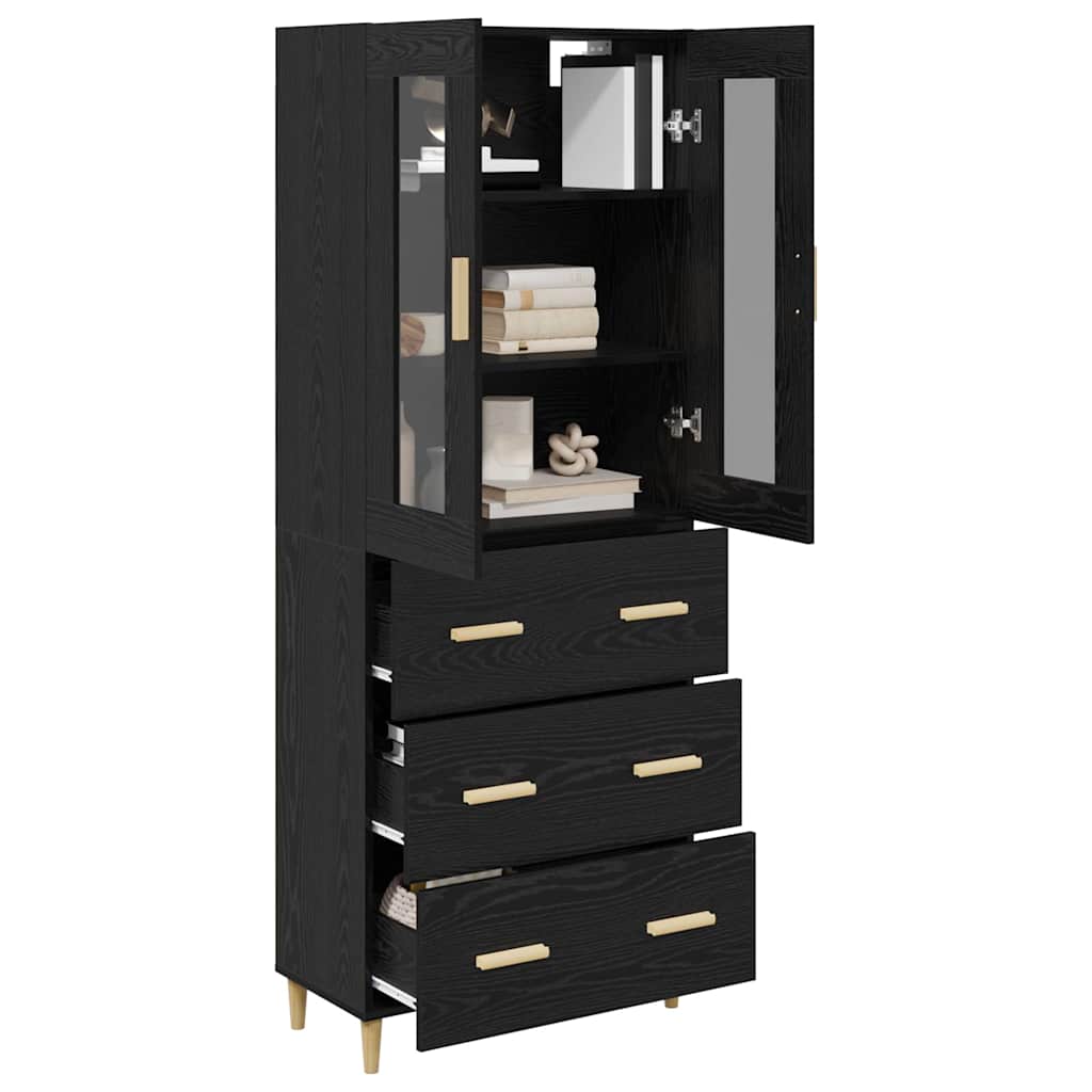 Highboard Altholz 69,5 x 34 x 180 cm Engineered Wood und Glas