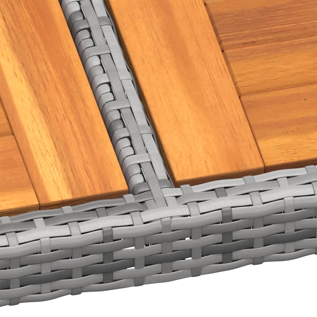 Gartentisch 200x150x75 cm Akazienholz und Poly Rattan Schwarz