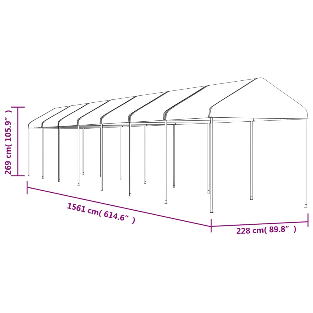 Pavillon mit Dach Weiß 4,46x2,28x2,69 m Polyethylen