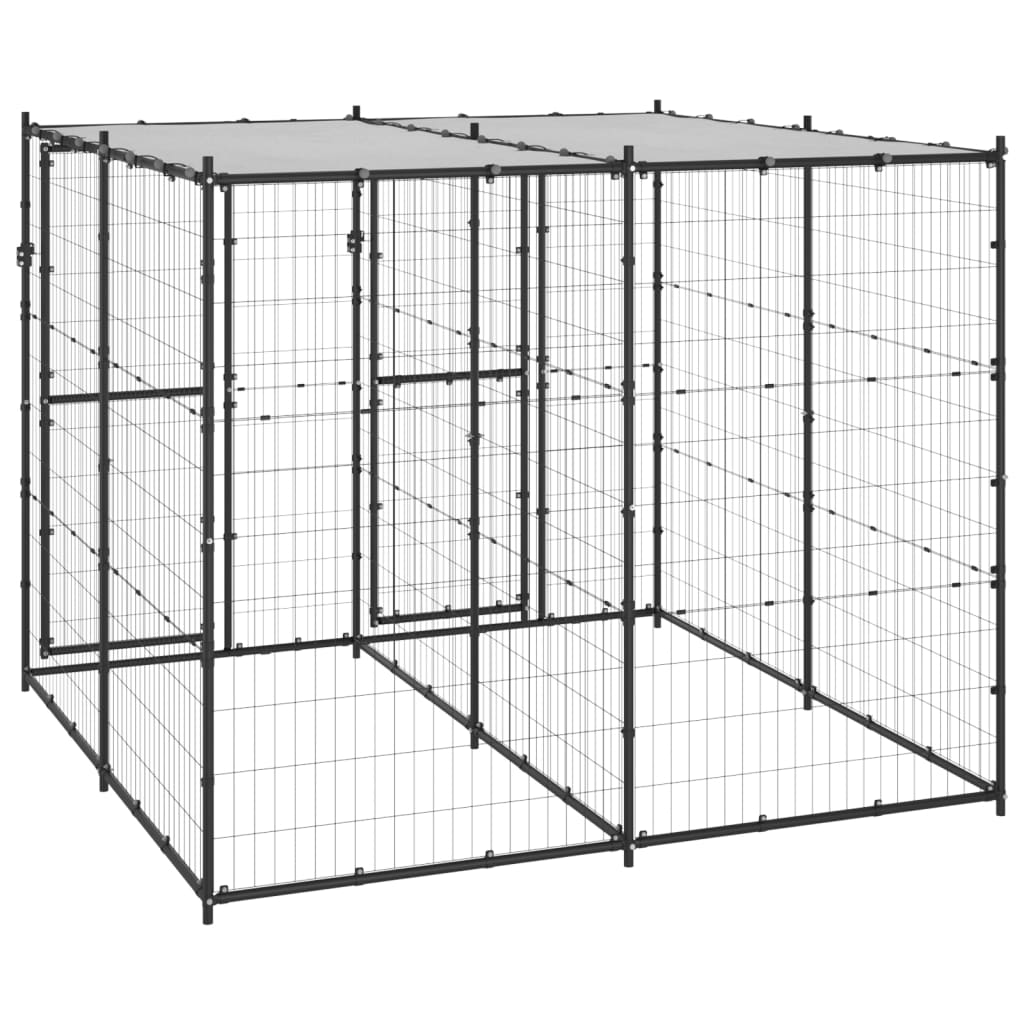 Outdoor-Hundezwinger Stahl mit Überdachung 110x220x180 cm
