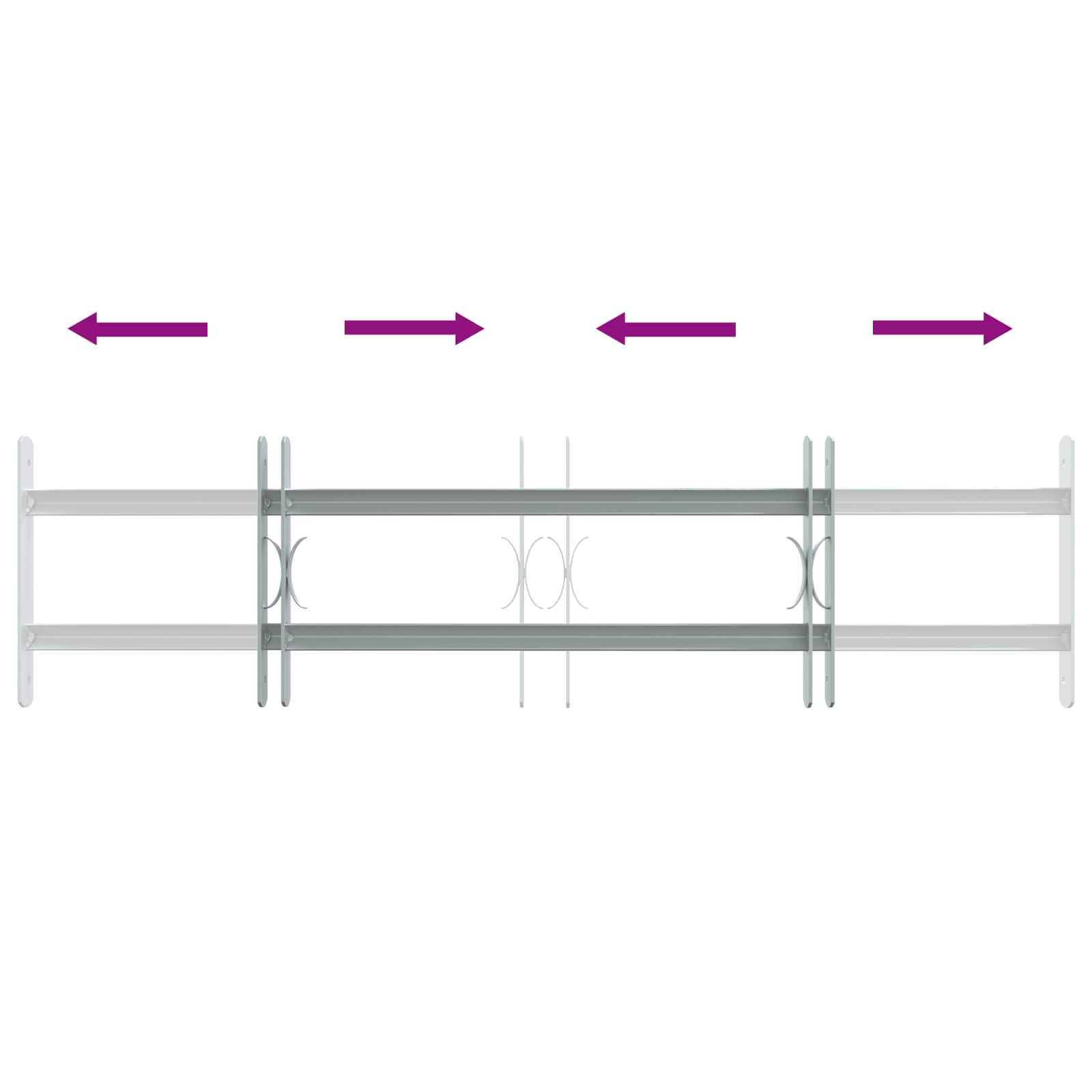 Fenstergitter Verstellbar mit 3 Querstäben 500-650 mm
